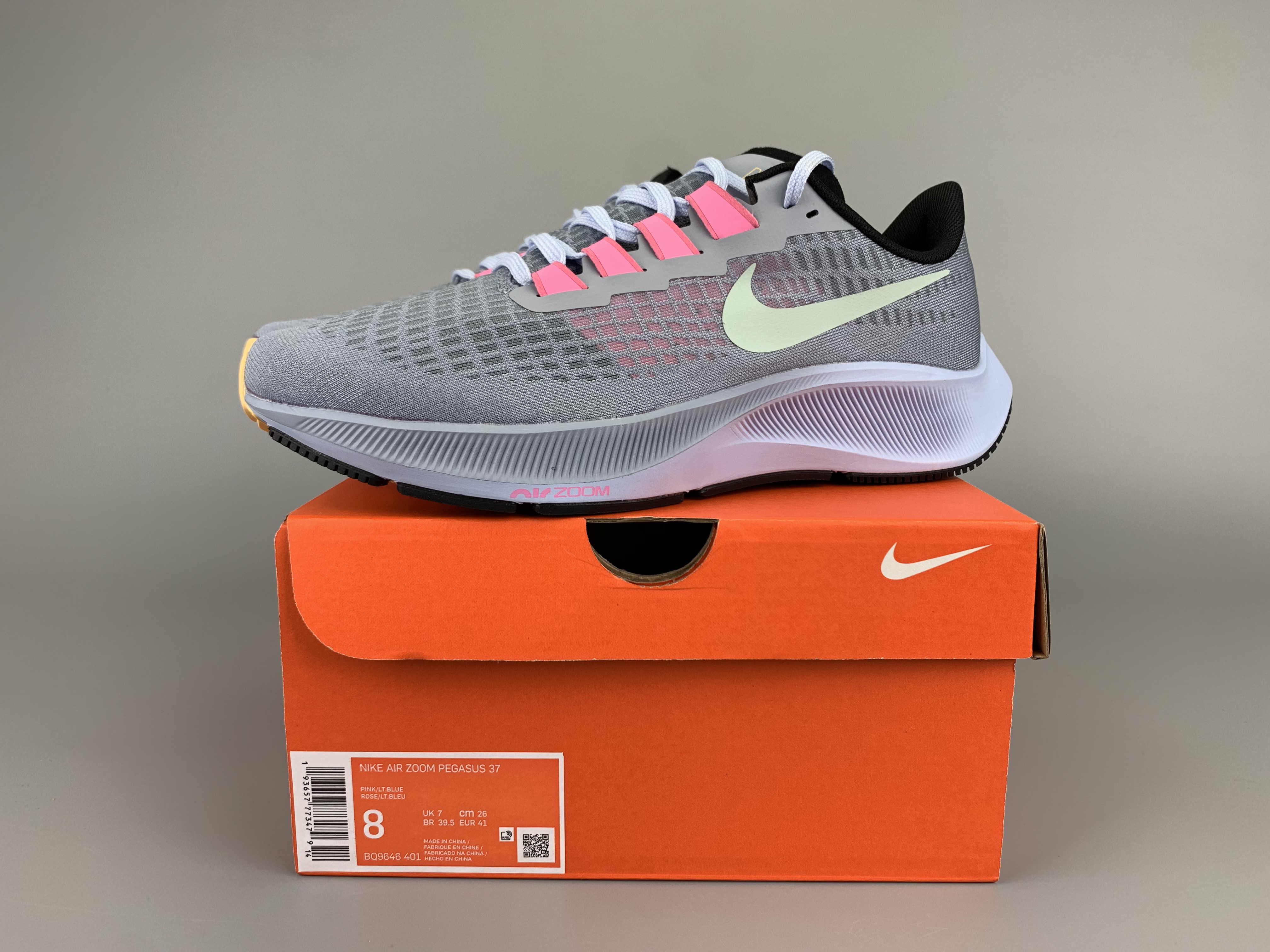 Nike Zoom Pegasus 37 Grey Pink White Shoes